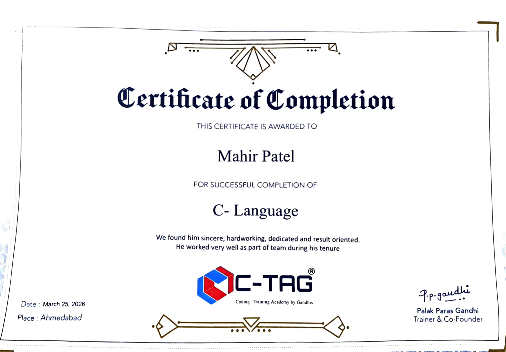 certificate