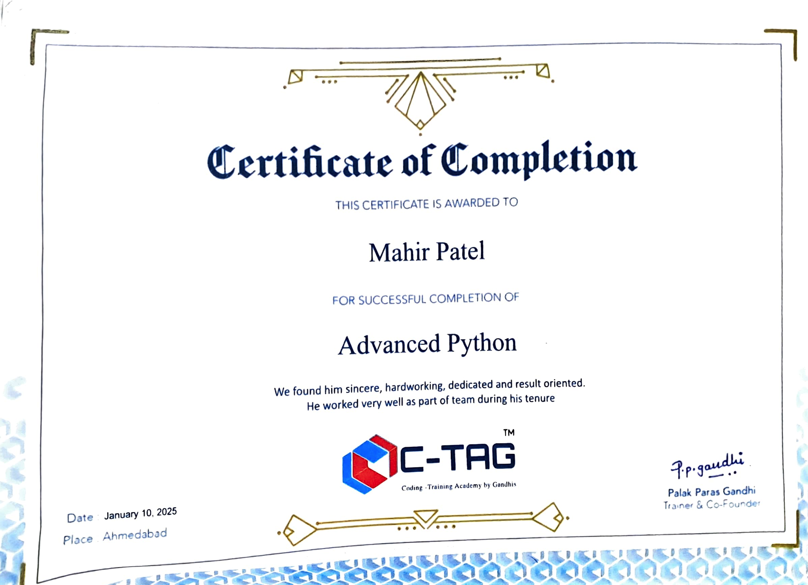certificate