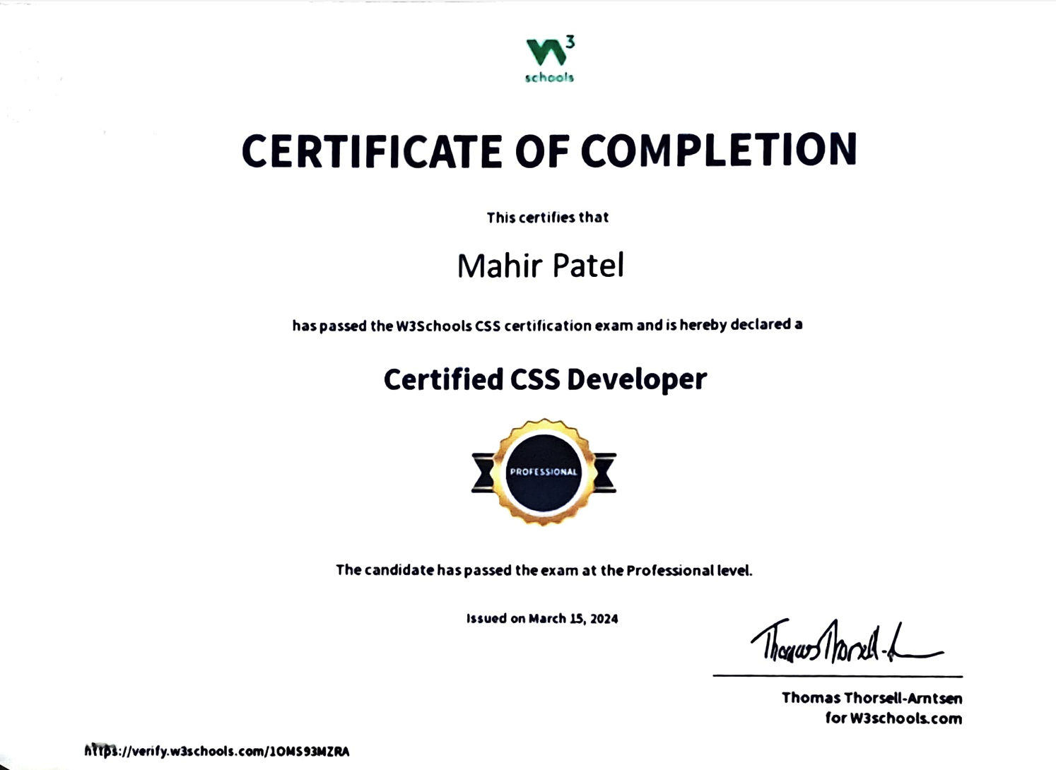 certificate